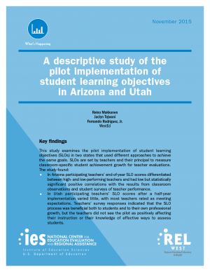 Cover for A Descriptive Study of the Pilot Implementation of Student Learning Objectives in Arizona and Utah