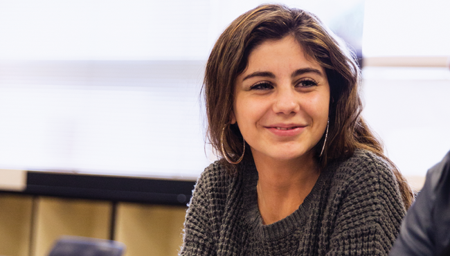 High School student looking off camera