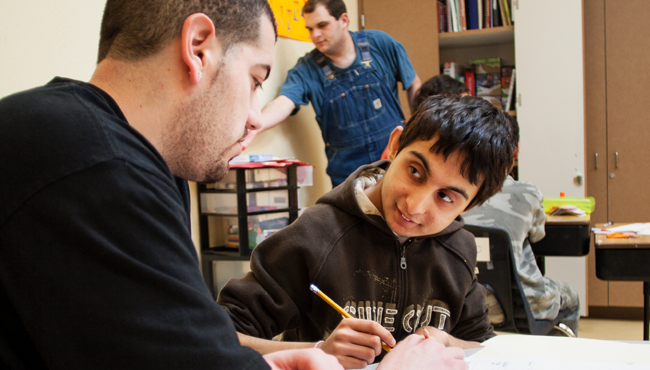 Special Needs Student and Teacher