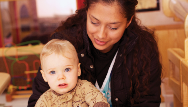 Toddler with caretaker