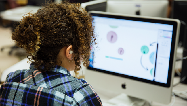 Student working on computer