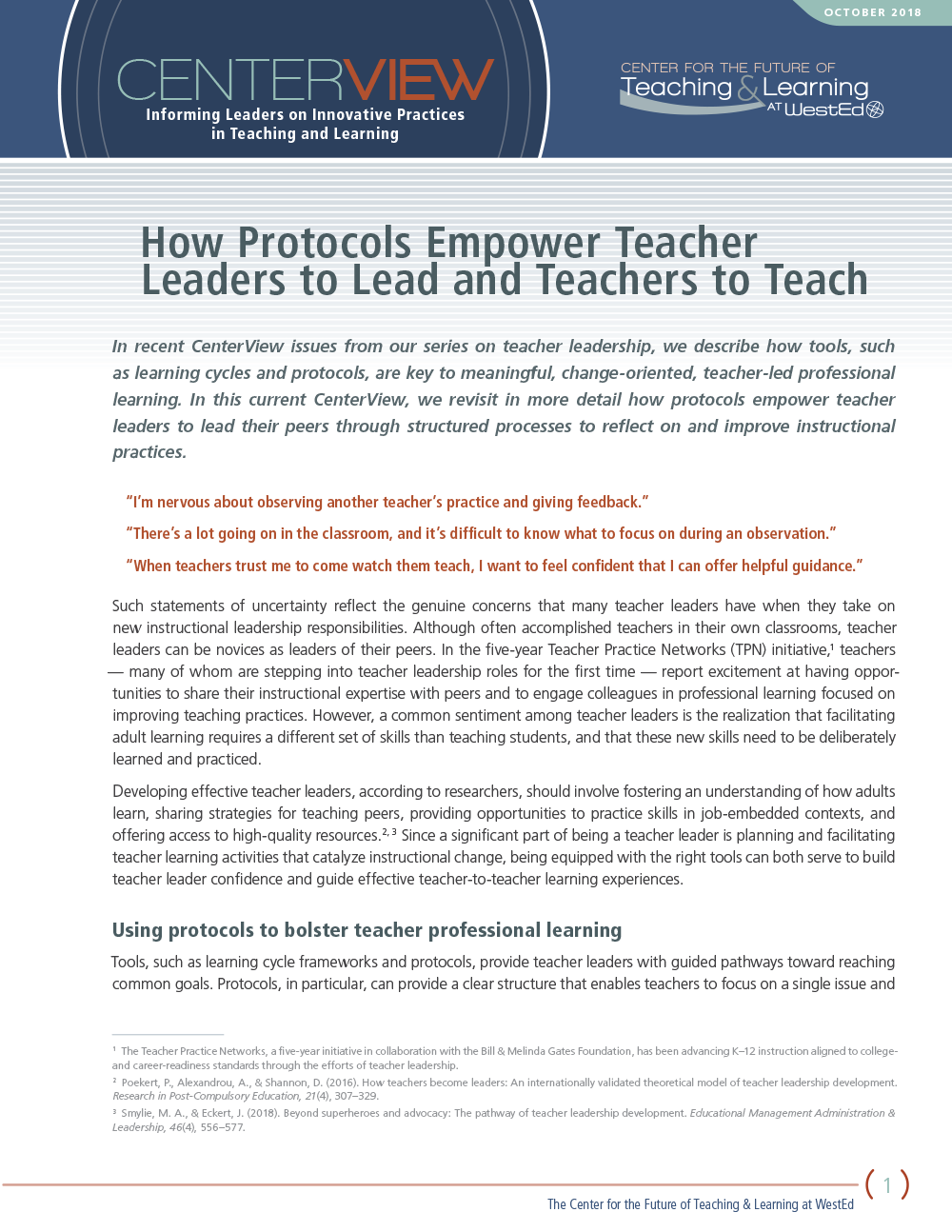 CenterView: How Protocols Empower Teacher Leaders to Lead and Teachers to Teach