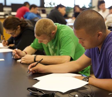 Students working in classroom