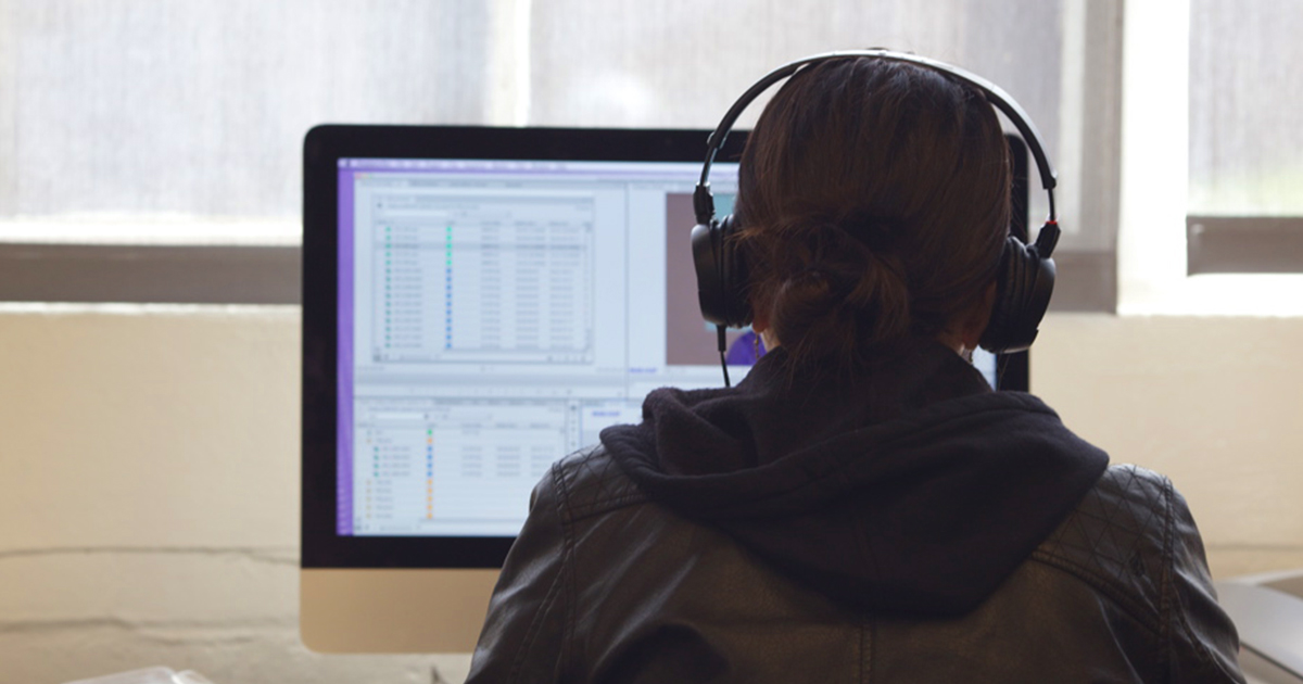 Student isolated on computer