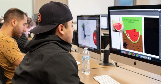 Student on a computer