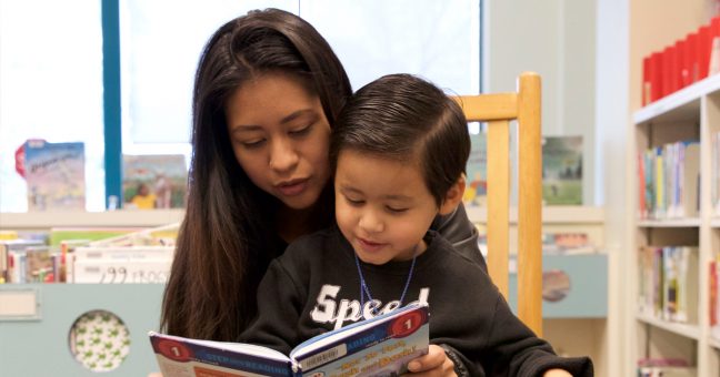 Mom and child reading