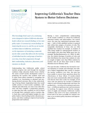 Improving CA Teacher Data System to Better Inform Decisions