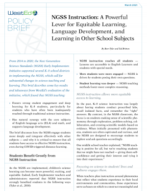 NGSS Instruction: A Powerful Lever for Equitable Learning, Language Development, and Learning in Other School Subjects