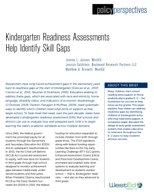 Policy Perspectives: Kindergarten Readiness Assessments Help Identify Skill Gaps