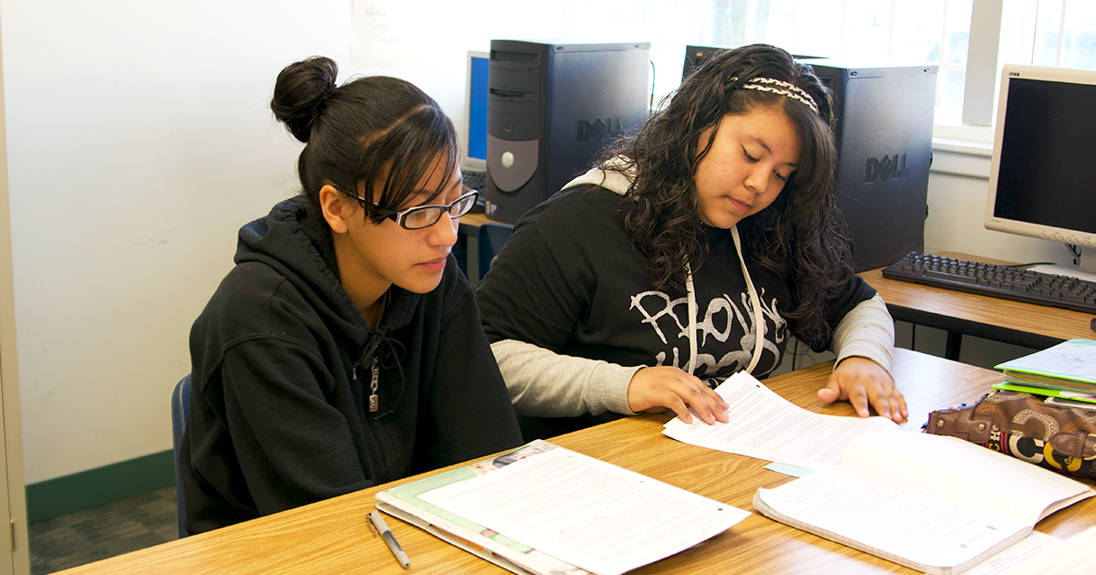 Two students working on an assignment