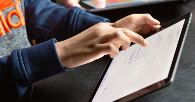 Student using a tablet