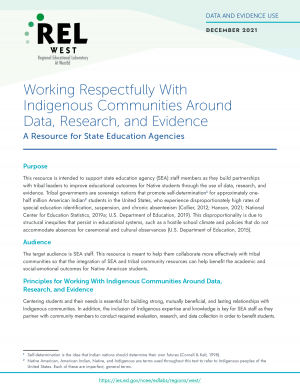 Working Respectfully with Indigenous Communities Around Data and Evidence: A Resource for State Education Agencies