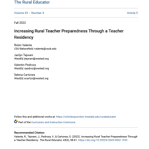 Increasing Rural Teacher Preparedness Through a Teacher Residency