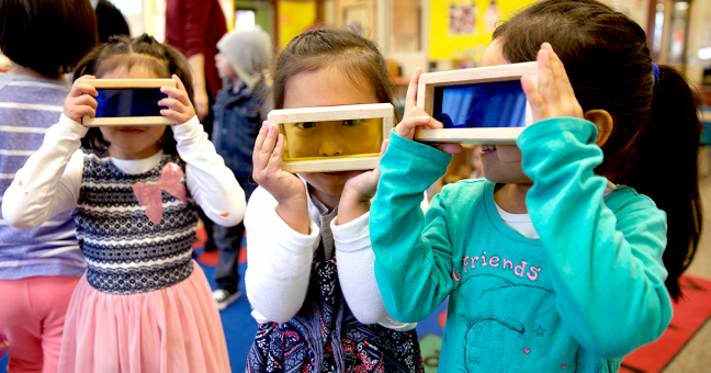 Young students learning science