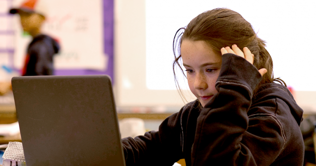 Student using a computer