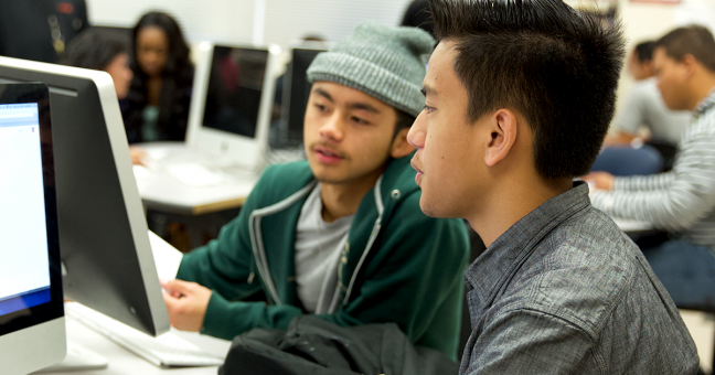 Students in computer class