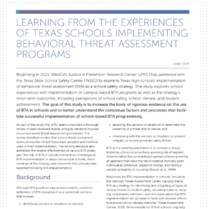 Learning From the Experiences of Texas Schools Implementing Behavioral Threat Assessment Programs