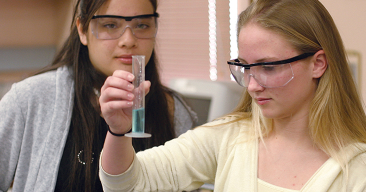 Students in chemistry class