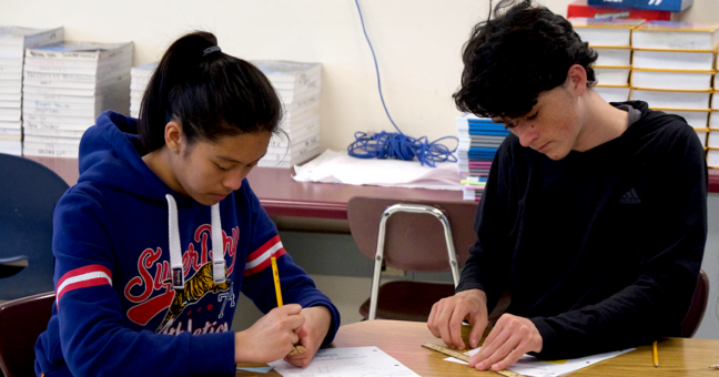 Students working in a classroom