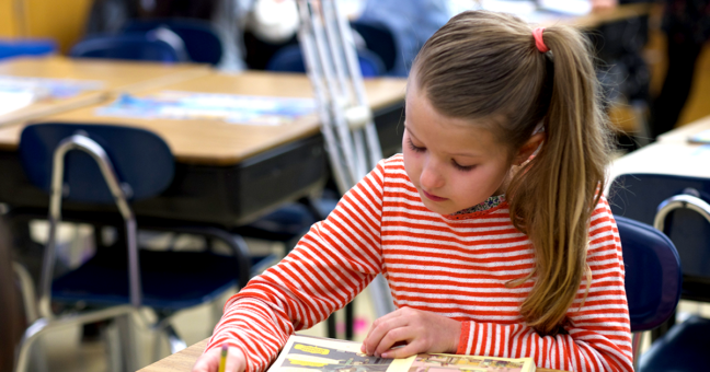 Young student reading