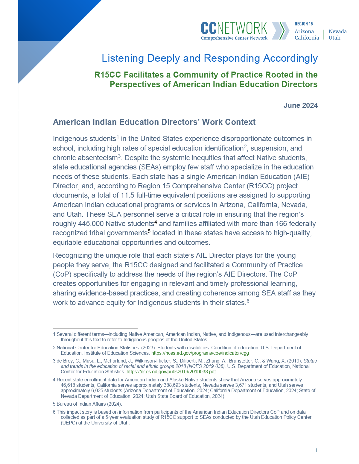 Listening Deeply and Responding Accordingly - R15CC Facilitates a Community of Practice Rooted in the Perspectives of American Indian Education Directors