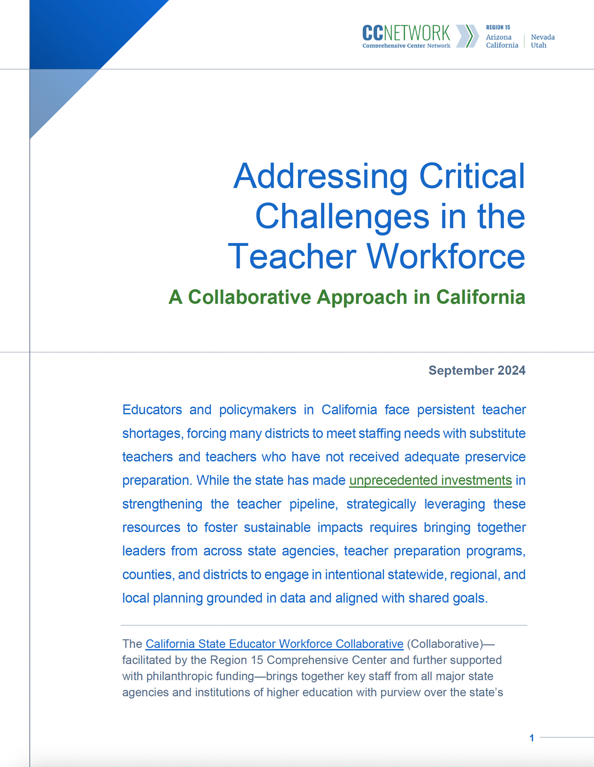 cover image for paper titled “Addressing Critical Challenges in the Teacher Workforce”