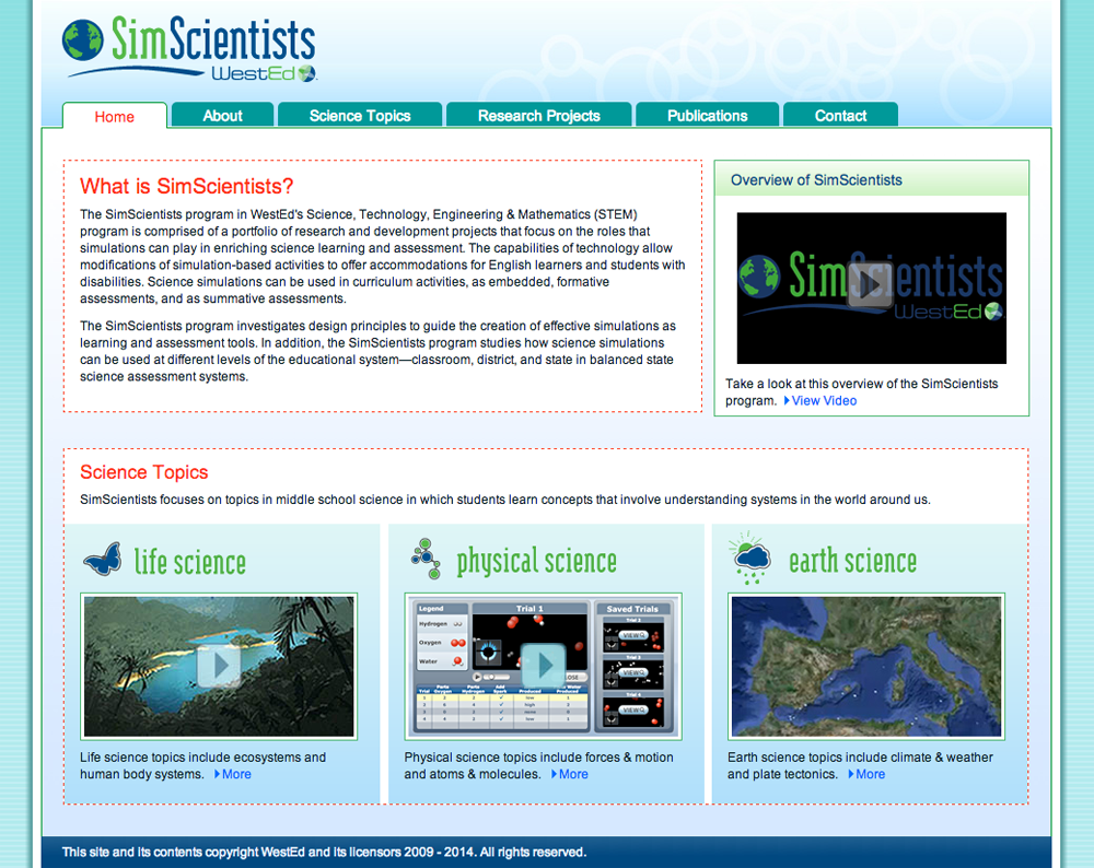 screenshot of https://www.simscientists.org/home/index.php