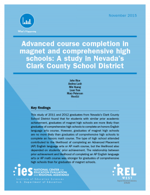 Cover for Advanced Course Completion in Magnet and Comprehensive High Schools: A Study in Nevada's Clark County School District