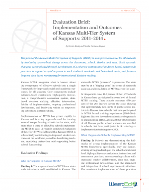 Cover image for Evaluation Brief: Implementation and Outcomes of Kansas Multi-Tier System of Supports: 2011–2014