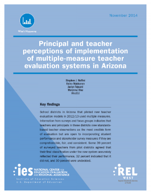 Cover image for Principal and Teacher Perceptions of Implementation of Multiple-Measure Teacher Evaluation Systems in Arizona