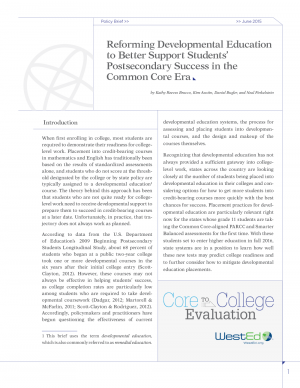 Cover for Reforming Developmental Education to Better Support Students’ Postsecondary Success in the Common Core Era